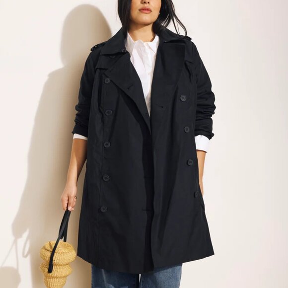 Universal Standard Jackets & Blazers - Universal Standard Derjon Trench coat black double breasted jacket new S 1X